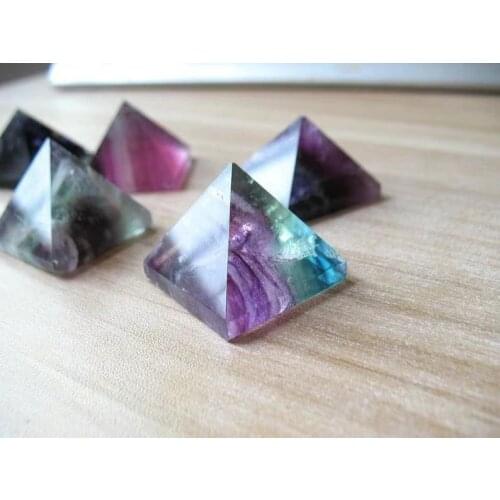 Natural Rainbow Fluorite Pyramid Quartz Crystal Pyramid Chakra Healing Gemstone Home Decor 1pc