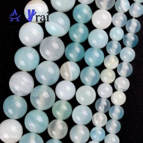 Natural Stone Light Blue Agates Loose Round Beads For Jewelry Making 6/8/10mm Diy Bracelets Accessories 15"