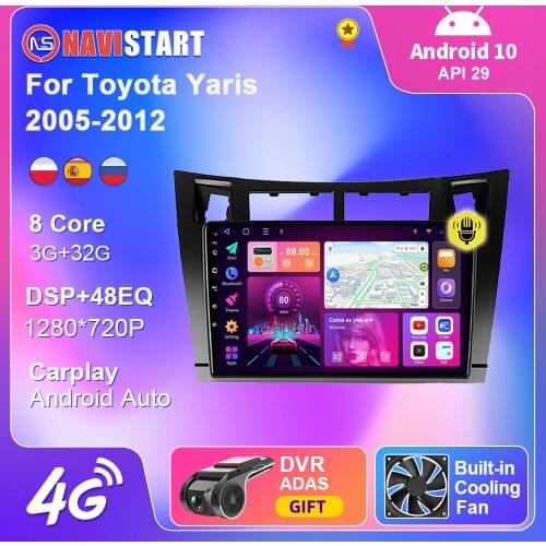 Android 10 For Toyota Yaris 2005-2012 Car Radio 4G WIFI Android Multimedia Auto Carplay GPS Navigation Camera 2 Din DVD Player