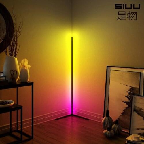 Nordic Minimalist Adjustable RGB Color Rectangular Floor Lamp Modern LED Living Room Bedroom Bedside Atmosphere Decorative Light