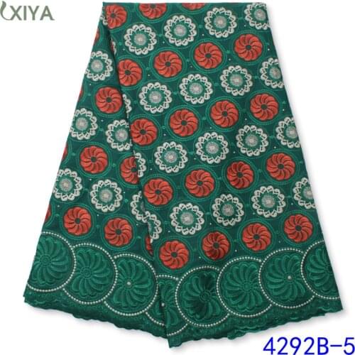 Latest Nigerian Voile Lace Fabric with Stones Embroidery Swiss Voile Lace in Switzerland African Cotton Lace for Sewing APW4292B