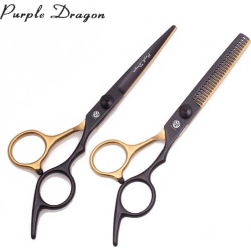 Hair Scissors 6" Japan Steel Purple Dragon Hair Cutting Scissors Thinning Shears Black&Gold Haircut Scissors Adjustable Tension