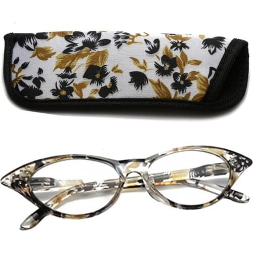 Fashion Vintage Cat Eye Reading Glasses Women Crystal Eyeglasses Frame Diopter Ladies Presbyopic Glasses +1.0 1.5 2 2.5 3 3.5 4