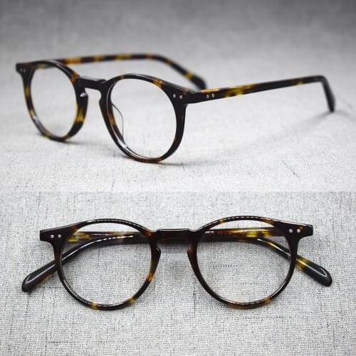 Zerosun Acetate Eyeglasses Frame Men Women Vintage Glasses Man Oval Brand Black Tortoise Eyeglass Retro Nerd Spectacles
