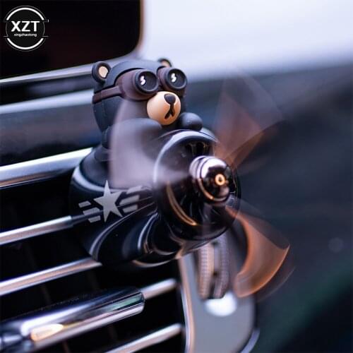 Car Air Freshener Aromatherapy Pilot Rotating Propeller Shape Perfume Vent Clip Decor Vehicle Fan Bear Pilot Interior Accessorie