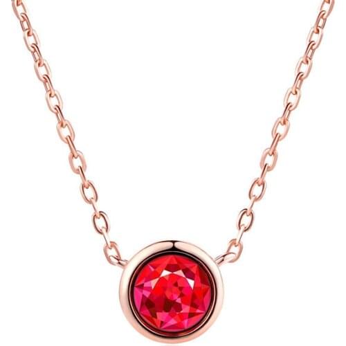 Color Pendant Necklace Small Round 1 Carat Cubic Zirconia Rose Gold Hot with Zircon Micro-inlaid Real Gold-plated Jewelry