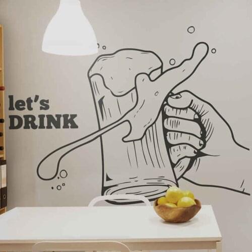 Beer Let Us Drink Hand Cup Shop Wall Decal Man Cave Kitchen Bar Pub Inspirational Quote Wall Sticker Bedroom Vinyl Home Decor