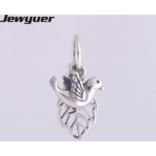 Dangle Leaf Charms 925 Sterling Silver Jewelry pendants for jewelry making Fit European Silver Bracelets & Bangles DA085
