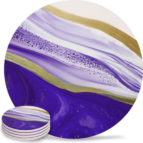 Purple Gradient Texture Marbling Coasters Coffee Table Decor Kitchen Accessories Ceramic Coaster Dinning Table Decor Placemats