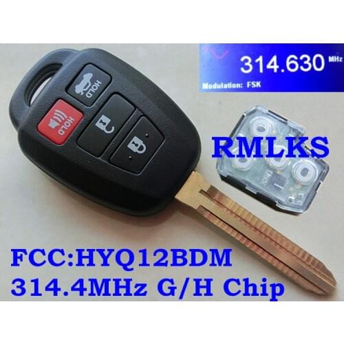 RMLKS HYQ12BDM Uncut Remote Key Fob With 314.2 Mhz G H Chip 4 Button Fit For Toyota Camry 2012 2013 2014