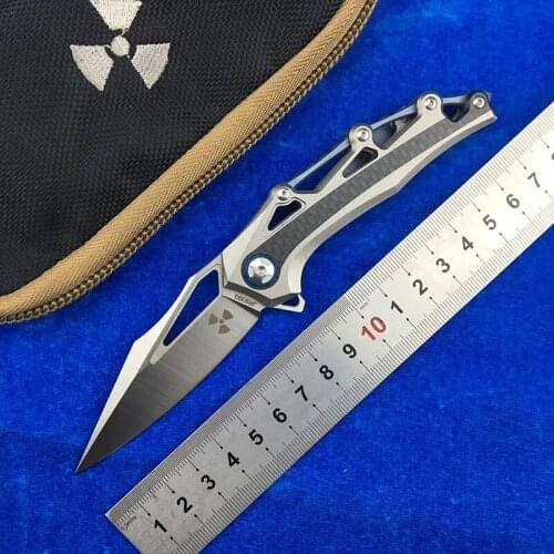 LEMIFSHE Flipper folding knife M390 blade titanium alloy + carbon fiber handle outdoor camping kitchen fruit knife EDC tool