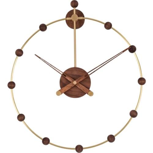 Spanish pure copper simple mute wall clock fashion personality Nordic living room decoration wall watch modern creative