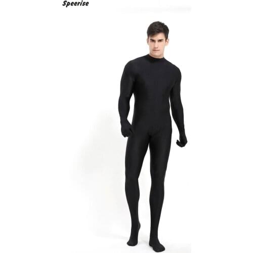 Speerise Adult Men Full Body Zentai Suit Lycra Spandex Unitards Bodysuit Footer Costume Black Skin Tight Jumpsuit Unisex Cosplay