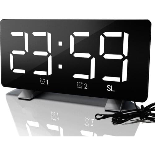 LED Digital Display USB12/24 Hours Dual Modes Snooze Alarm Clock with FM Radio