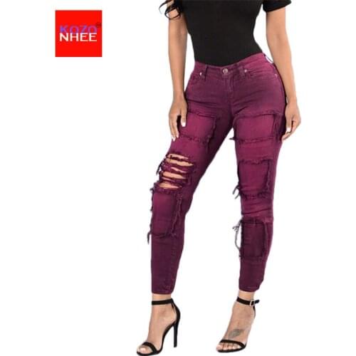 Thin Stretching Holes Skinny High Waist Jeans Women Elastic subsidize Pencil Jeans Trousers For Women Jeans For Girls