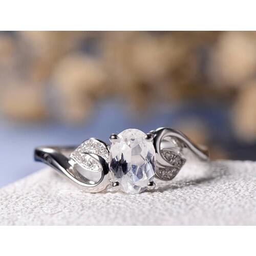 Solid 18K White Gold 1ct Moissanite Engagement Ring Oval Cut Leave Twig Ring Lab Diamond Curved Ring Anniversary For Women