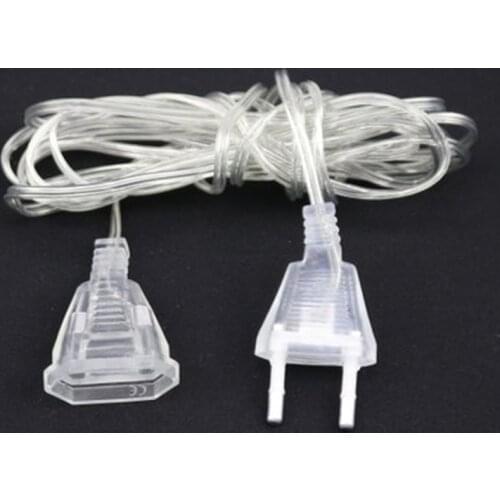 5M Power Transparent Garland Extension Lengthened Line Cable 220V Extender Wire For Christmas Lights Wedding Decoration
