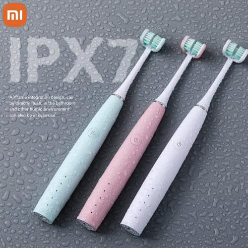 3D Package Ultrasonic Electric Toothbrush Rechargeable Three Bristles Soft and Gentle Clean Each Tooth to Completely Cover