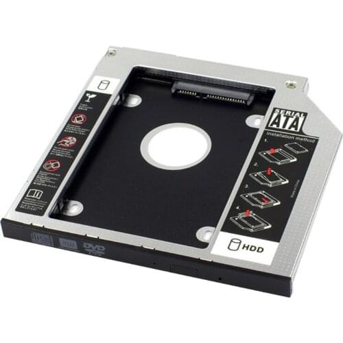Universal 12.7/9.5/9.0 mm Aluminum 2nd SATA SSD Hard Drive Tray Caddy Adapter