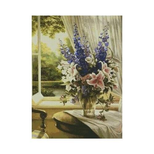 Top Quality Lily Vase Flowers Sewing kit Embroidery Needlework 14CT Unprinted Cross Stitch Kits Art DIY Handmade Home Decor