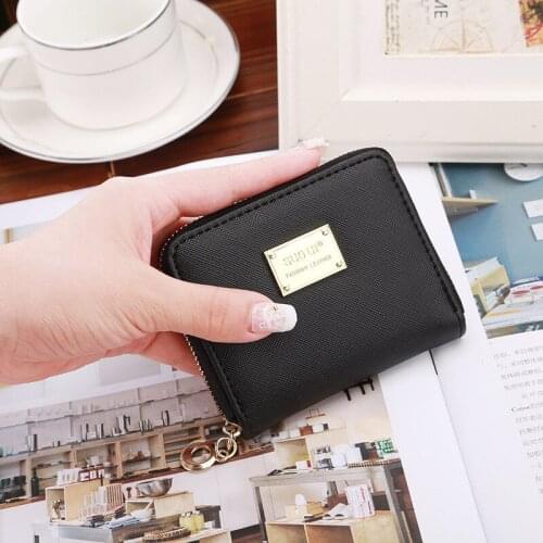 High Quality Women Wallet Metal Sheets Decorate PU Leather Wallet Women Zipper Wallet Women Short Coin Purse 2020 Coin Bag Girl