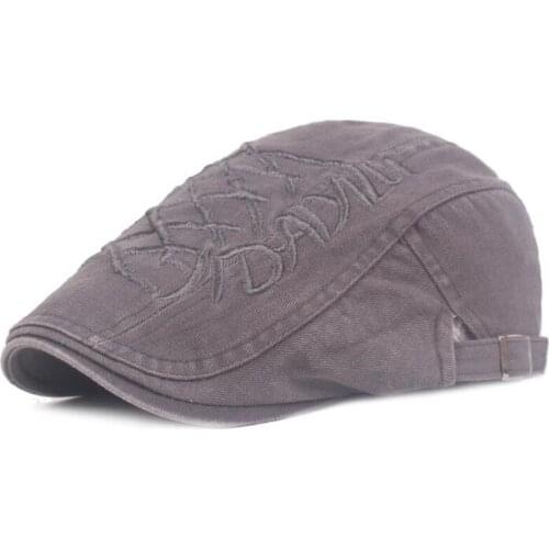XdanqinX Men Letter Embroidery Cotton Hat Vintage Berets Adjustable Size Mens Washed Cotton Tongue Caps Male Bone Dad Brand Cap