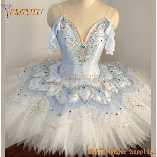 Blue White Women Professional Ballet Tutu Costumes Blue Bird Le Corsaire Professional Ballet Pancake Tutu Platter Tutu Skirts