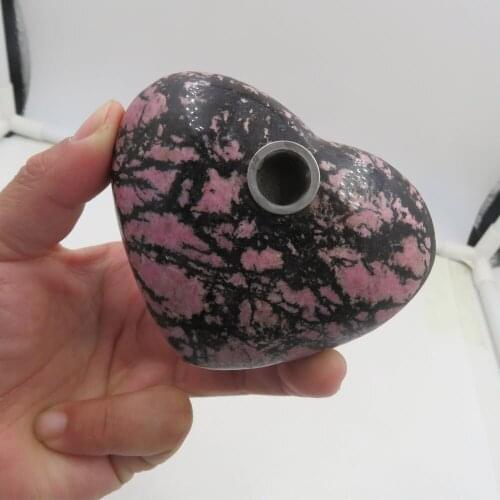 392g High Quality Rhodonite Crystal Heart Smoking Pipe Cigarette Holder for Tobacco Reiki Healing
