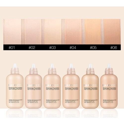60ml Liquid Foundation 6 Style Long-lasting Flimsy Waterproof Isolation Concealer Oil Control Bottled Face Foundation Cream