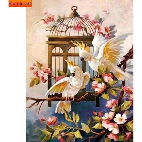Diamond Painting Bird Full Square Round Diamond Embroidery Animal Cross Stitch Mosaic Flower New Arrival