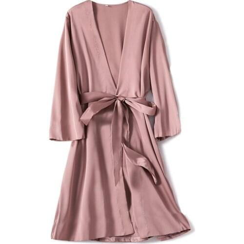 Satin Robe Female Intimate Lingerie Sleepwear Silky Bridal Wedding Gift Casual Kimono Bathrobe Gown Nightgown Sexy Nightwear