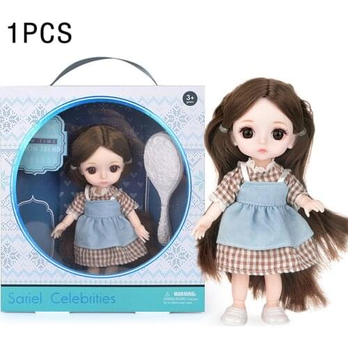 BJD Doll 16cm Doll Gifts For Girl Joints Dolls With Full Outfits Clothes Set Wig Makeup Handmade Beauty Toy