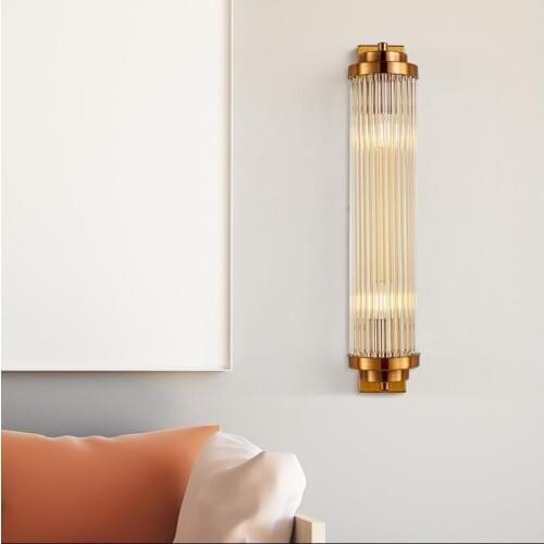 Villa hotel hall large glass rod wall fixtures Lighting Tall Tiffany glass wall lamps bathroom millor Wall sconce Apliques Pared