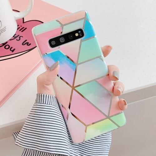 Bronzing Lattice fro Samsung S21 s20FE Phone Shell S20Ultra Soft S8 S9plus Marble Note10 9 8 Female Tide Paragraph