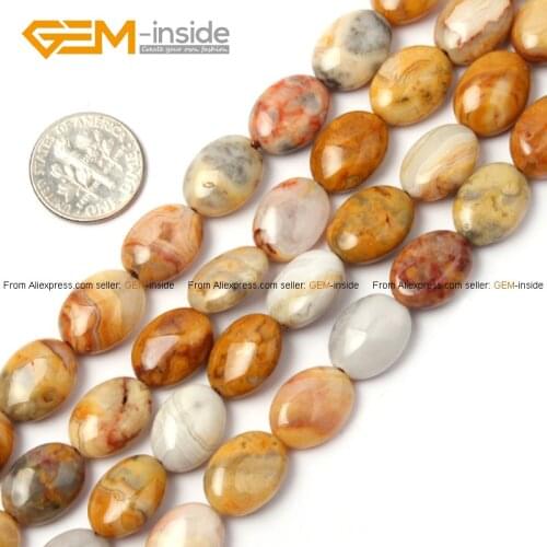 Gem-inside Natural Flat Oval Crazy Lace Agates Beads For Jewelry Making 10X14mm 15inches DIY Jewellery