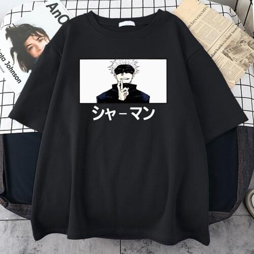 Anime Jujutsu Kaisen Gojo Satoru Printing T Shirt Summer Loose Men Clothing Harajuku Casual Top Oversized Tee-Shirts For Male