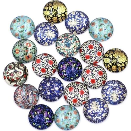 18/25/35mm Mixed Flower Glass Cameos Cabochons Round Domes Flatback DIY Embellishment Handbag Handmade Crafts Decor Accessories