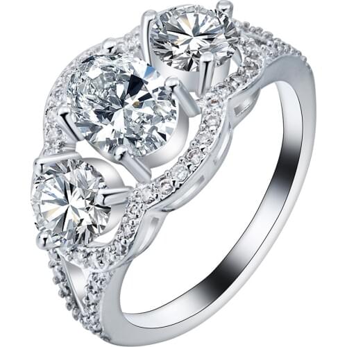 Trendy love lucky 3PC large zircon finger Rings new flower cz finger wedding Engagement Ring for women drop shipping