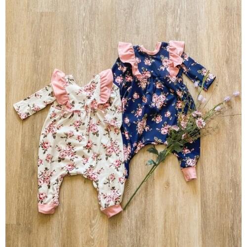 0-24M Lovely Autumn Princess Girls Rompers Baby Girls Ruffles Long Sleeve O-neck Rompers Jumspuits Overalls Cotton Soft Clothes