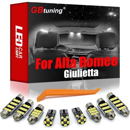 GBtuning Canbus LED Interior Light Kit 11PCS For Alfa Romeo For Giulietta 940 (2010-2016 2017) Car Reading Room Ceiling Map Lamp