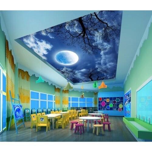 Beautiful night sky landscape painting night ceiling painting Wall Painting Living Room Ceiling Mural Photo Wall Paper 3D