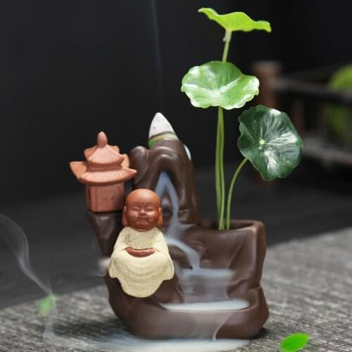 Creative young monk Violet arenaceous qualitative Landscape plants Zen garden Incense burner home decoration accessories