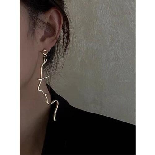 Metal Irregular Abstract Earrings European American Style Personality Fashion Hip-hop Punk Retro Earrings Ms Jewelry Accessories