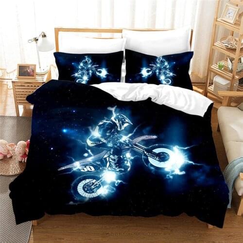 Motorcycle Duvet Cover Set 3D Kids Bedding Set Single size Bedclothes Black bed set Bedlinen Best Gift Direct