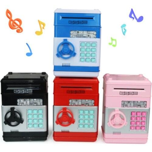 Cartoon Piggy Bank Password Lock Safe Box Creative Music Automatic Roll Money Childrens Deposit Machine Toy Coin Storage Bins