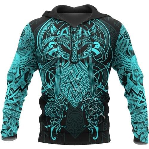 Vikings - The Raven Blue of Odin Tattoo 3D Jacket Men/Women Hoodie Unisex Casual Streetwear Sweatshirt Pullover Sudadera Hombre