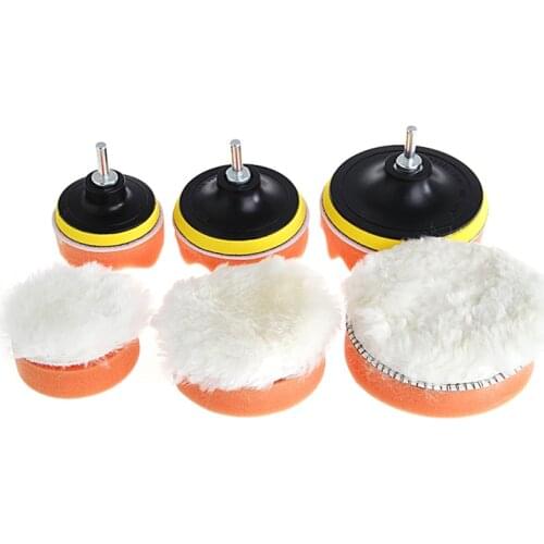 High quality 5Pcs 3 Inch 4Inch 5Inch M10 Sponge Waxing Buffing Polishing Pad Kit with Drill Adapter