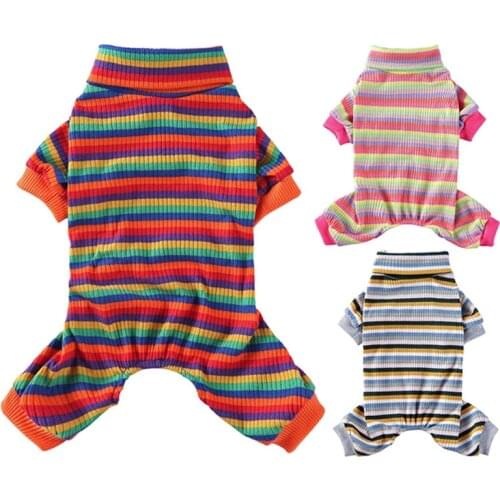 Pet Dog Clothes Cotton Pajamas Stripe Home Wear Puppy Chihuahua Apparel Jumpsuit For Small Medium Dogs
