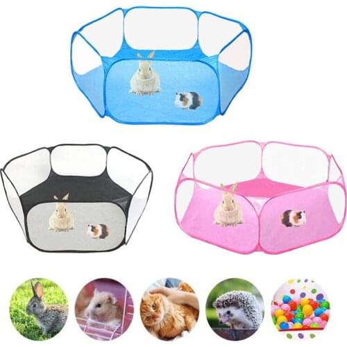 Portable Small Pet Hamster Cage Transparent Hedgehog Cage Tent Pet Fence Folding Fence Dog Rabbit Guinea Pig