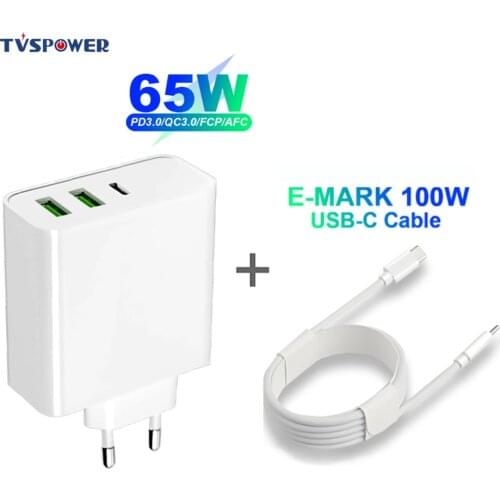 65W USB Type C PD Fast Wall Charger QC3.0 Laptop Adapte 20V 3.25A 45W For Macbook Air Pro ASUS/DELL/HP For iPhone/Samsung/Xiaomi
